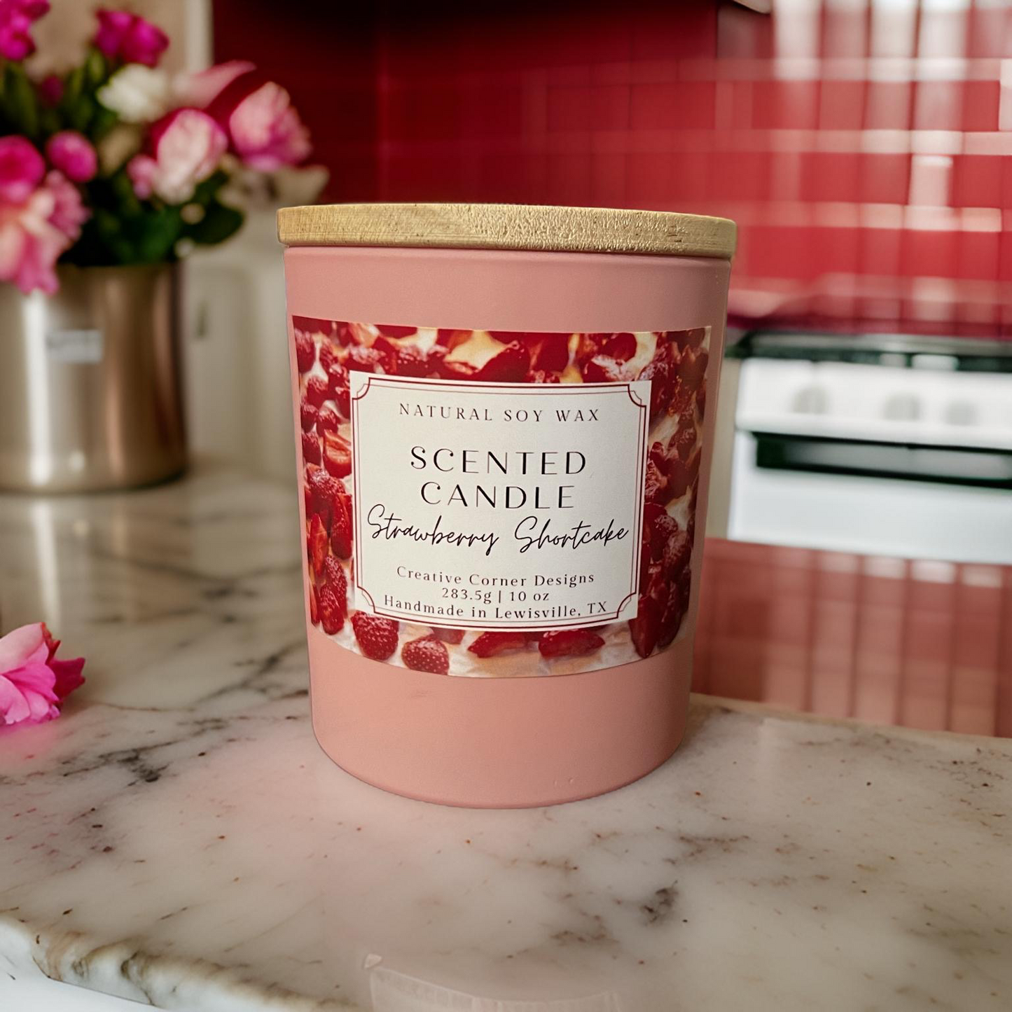 Pink 10oz Handmade Scented Soy Candle