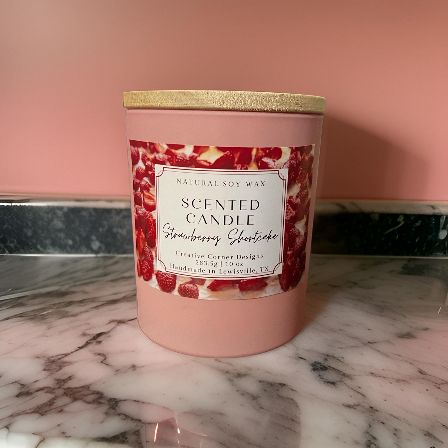 Pink 10oz Handmade Scented Soy Candle